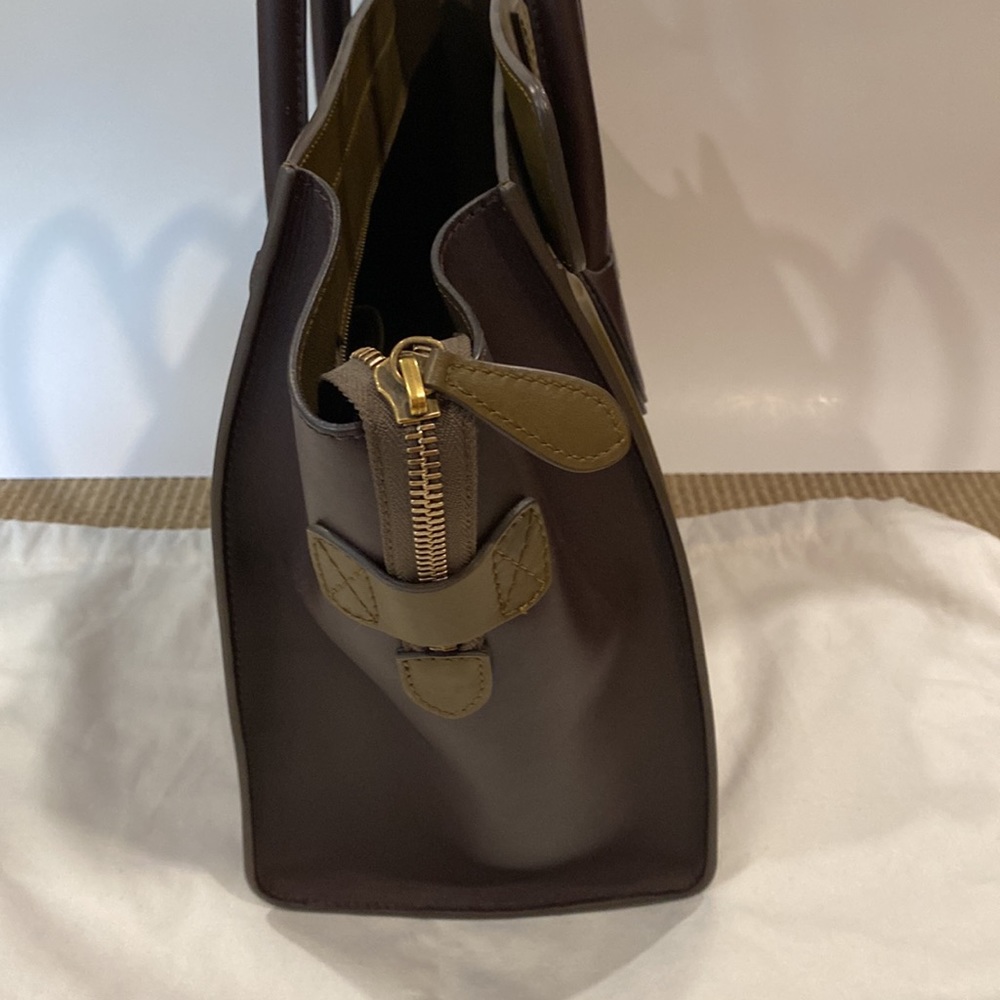 CELINE LARGE LUGGAGE TOTE NWOT BURGUNDY BROWN AND OLIVE GREEN - Picture 8 of 17